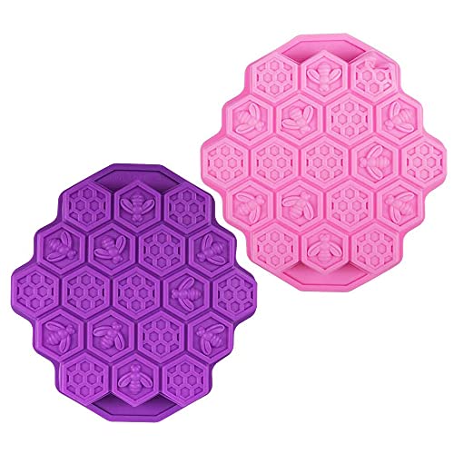 Bienen Schokoladen Silikon Kuchenformen, 2 Stücke Bienen Weiche Silikonform, Silikon Schokoladenform, Honeycomb Silikon Backform, für Familie Oder Freunde Party (Rosa, Lila) von SDFF