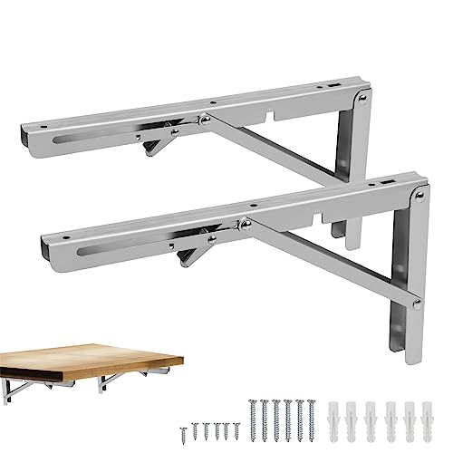 Professionelle Klappkonsole Schwerlast 350mm, 2 Stück Klappkonsole Wand, Tisch Klappregalhalterungen für schwere Lastenund Regale, Klapptisch Wandmontage, Platzsparende, Tragkraft: 50kg von SDLDEER