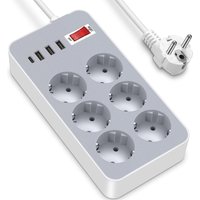 Steckdosenleiste mit usb Sdlogal 6-Fach Steckdosenleiste Wandmontage mit 1 usb-c Schnellladegerät & 3 usb-a Steckerleiste, Mehrfachsteckdose von SDLOGAL