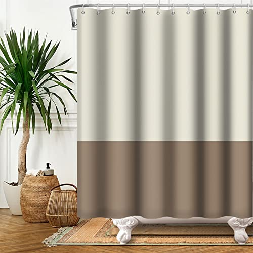 SDOTPMT 180x243cm Blass Gelb Braun Duschvorhang Einfach Thema Badevorhang Klassisch Traditionelles Badewanne Vorhang Stoff Polyester Wasserdicht für Badezimmer mit Haken von SDOTPMT