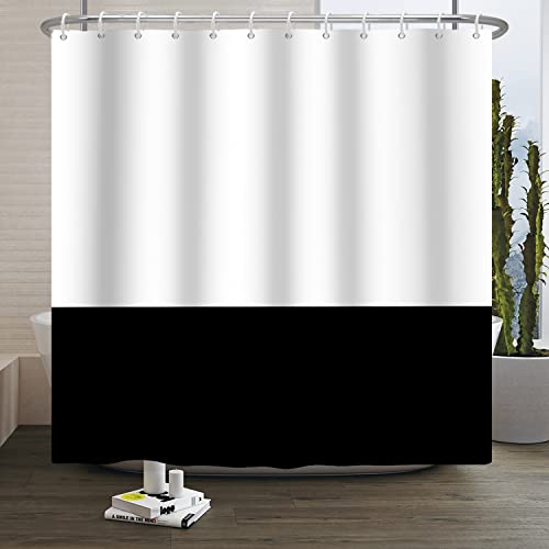 SDOTPMT 180x243cm Weiß Schwarz Duschvorhang Einfach Thema Badevorhang Klassisch Traditionelles Badewanne Vorhang Stoff Polyester Wasserdicht für Badezimmer mit Haken von SDOTPMT