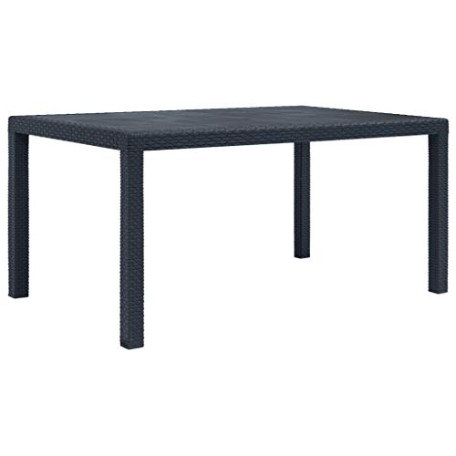 SDWEHO7 Gartentisch Balkontisch Wetterfest Outdoor Garten Terrasse Esstisch Anthrazit 150x90x72 cm Kunststoff Rattan-Optik SDWEHO7 Gartentisch Balkontisch Wetterfest Outdoor Garten Terrasse Esstisch Anthrazit 150x90x72 cm Kunststoff Rattan-Optik von SDWEHO7