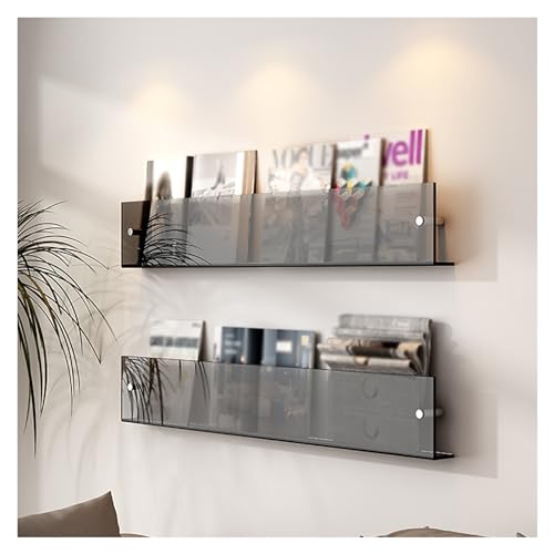 2er-Pack Acryl-Bücherregal, Kinderzimmer-Wand-Bücherregal, Zeitschriftenrahmen, Wanddekoration, Wohnzimmer, Büro (Color : Grey, Size : 70cm/27.6in) von SDWSSX