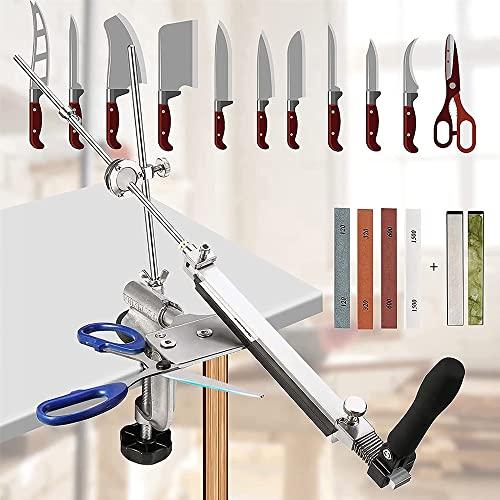 Messerschärfer Profi mit Flip-Design, Festwinkel Knife Sharpener mit 6 Wetzstein Schleifstein(120#, 320#, 600#, 1500#, 5000# mit Basis, 10000# mit Basis) für Küchenmesser von SEAAN