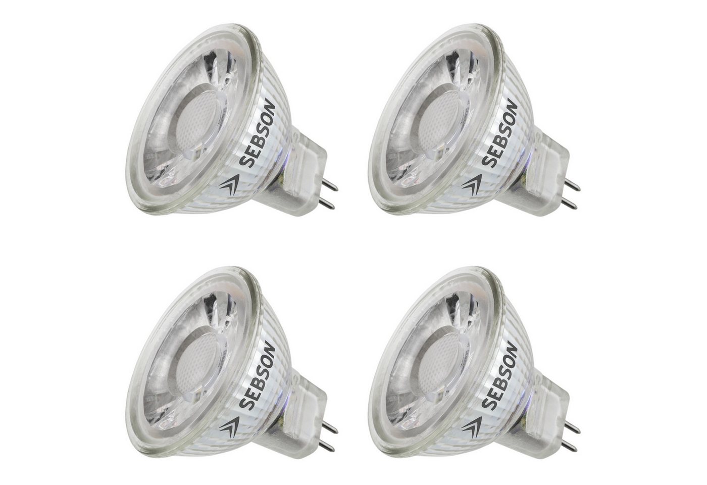 SEBSON LED-Leuchtmittel LED Lampe GU5.3/ MR16 warmweiss 5W Leuchtmittel Spot 12V - 4er Pack von SEBSON