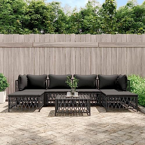 SECOLI Gartenlounge Set Gartenmöbel Set wetterfest Balkon Lounge Gartengarnitur Garten Sofa Set Lounge möbel Outdoor terassenmöbel außen mit Kissen-Anthrazit-7-tlg-4 von SECOLI