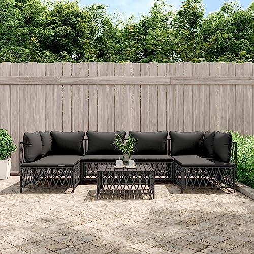 SECOLI Gartenlounge Set Gartenmöbel Set wetterfest Balkon Lounge Gartengarnitur Garten Sofa Set Lounge möbel Outdoor terassenmöbel außen mit Kissen-Anthrazit-7-tlg-5 von SECOLI