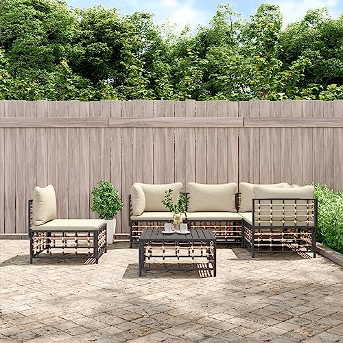 SECOLI Gartenlounge Set Gartenmöbel Set wetterfest Balkon Lounge Gartengarnitur Garten Sofa Set Lounge möbel Outdoor terassenmöbel außen mit Kissen-Beige-6-tlg von SECOLI