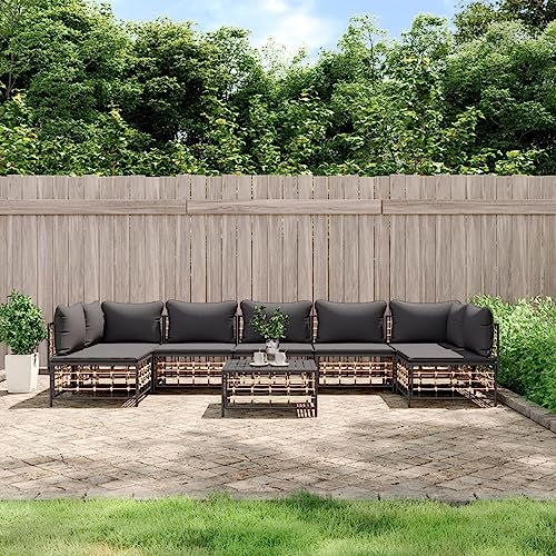 SECOLI Gartenlounge Set Gartenmöbel Set wetterfest Balkon Lounge Gartengarnitur Garten Sofa Set Lounge möbel Outdoor terassenmöbel außen mit Kissen-Dunkelgrau-8-tlg von SECOLI