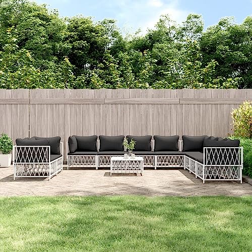 SECOLI Gartenlounge Set Gartenmöbel Set wetterfest Balkon Lounge Gartengarnitur Garten Sofa Set Lounge möbel Outdoor terassenmöbel außen mit Kissen-Weiß-11-tlg von SECOLI