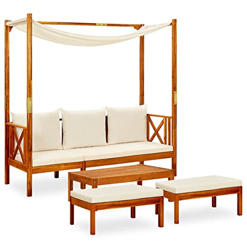 SECOLI Gartensofa mit Dach Gartensofa Holz Gartenbank Holz mit Tisch Holzbank Balkonmöbel Kleiner Balkon Holz Lounge Sofa Holz Loungemöbel Terrasse- von SECOLI