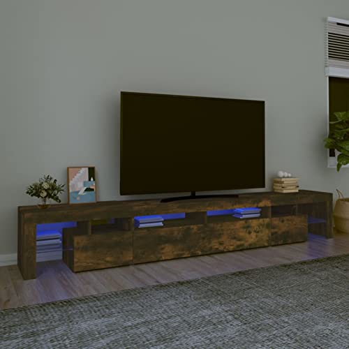 SECOLI Lowboard TV mit LED TV Schrank LED 260 cm TV Board Fernsehschrank TV-Schrank TV-Kommode TV Bank TV Möbel Sideboard für Wohnzimmer Schlafzimmer Räuchereiche von SECOLI