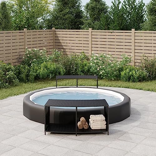 SECOLI Outdoor-Regale 2 STK Poly Rattan Schwarz-Schwarz-Typ 4 von SECOLI