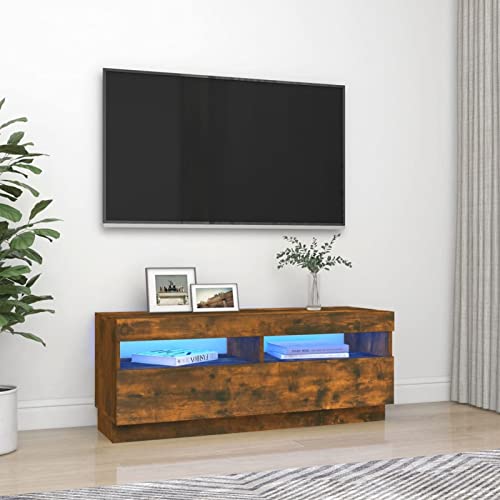 SECOLI TV Schrank led 100cm TV Lowboard mit LED TV Board LED Lowboard TV Schrank Fernsehschrank fernsehtisch tv Cabinet tv Bank TV möbel-Räuchereiche-100x35x40 cm von SECOLI