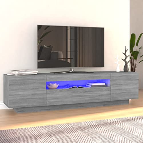 SECOLI tv Schrank led 160cm TV Lowboard mit LED TV Board Fernsehschrank TV-Schrank TV-Kommode tv Bank tv Möbel Sideboard für Wohnzimmer Schlafzimmer Möbel-Grau Sonoma-160x35x40 cm von SECOLI