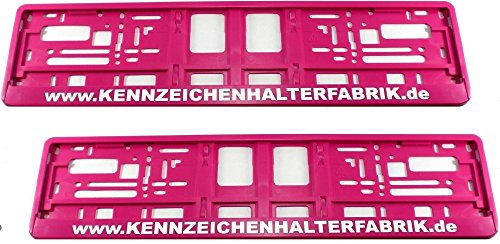 Satz (2 Stück) Kennzeichenhalter - PINK - MIT INDIVIDUELLEM WUNSCHTEXT! - PREMIUMQUALITÄT! - Werbung Text Spruch Beschriftung personalisiert von SEEAS