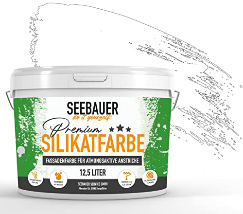 SEEBAUER diy® | Premium-Silikatfarbe Weiß für Außen | Mineralfarbe Fassadenfarbe | Gute Deckkraft und Wetterbeständigkeit (300 ml, No. 000 Weiß) von SEEBAUER diy