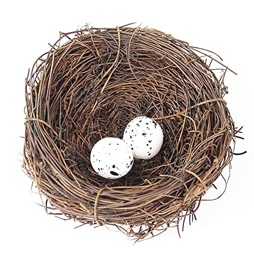 SEIWEI Rattan Vogelnest Künstliche Vogel Nest mit Eier Dekorative für Weihnachten, Ostern, Partydekoration von SEIWEI