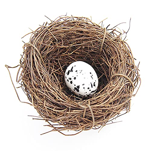 SEIWEI Rattan Vogelnest Künstliche Vogel Nest mit Eier Dekorative für Weihnachten, Ostern, Partydekoration von SEIWEI
