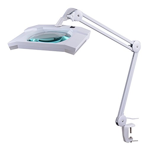 SEMPLIX LED Lupen-Tischleuchte 3D weiß (Linse 189 x 127 mm/Tischklemme) von SEMPLIX