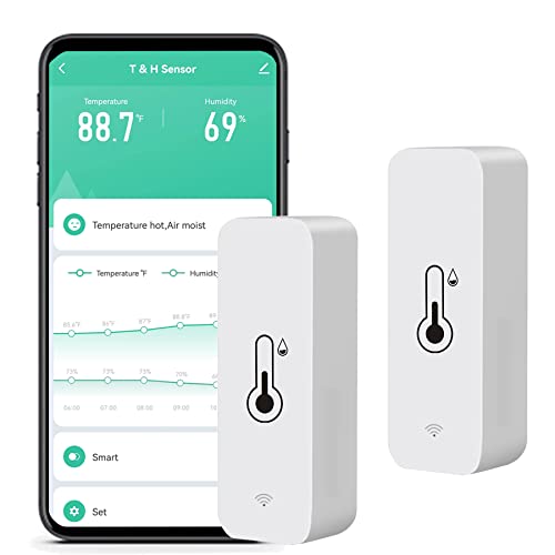 SENCKIT WiFi-Feuchtigkeits- und Temperaturmonitor, intelligentes Hygrometer-Thermometer für Fernüberwachung und Alarm, hochpräzises Innenthermometer mit TUYA-App, kompatibel mit Alexa (2 Stück) von SENCKIT