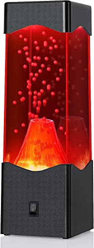 SENCU Lavalampe Kinder,Vulkan Lampe mit roten LED Lichtern Wassersäule simulierten Vulkanausbruch, Nachtlicht Geschenke für Mädchen Jungen,Stimmungslicht Fantasy für Zimmer Dekor(Schwarz) von SENCU