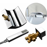 Senderpick - 5 Loch Badewannenarmatur Set Wasserhahn mit Handbrause Waschbecken Wasserfall Wannenrand Armatur Set Chrome von SENDERPICK