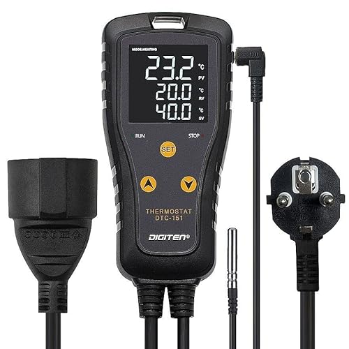 Digitaler Temperaturregler für Gewächshaus, Aquarium, Inkubator, Terrarium, Thermostatsteckdosen unterstützen °C / °F Heiz- und Kühlmodus 15A von SENSTREE