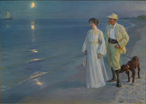 SERAVE Leinwand Wandbild Wandkunst Malen Klassische Malerei Sommerabend am Strand von Peder Severin Krøyer für Bürodekoration 60x90cm von SERAVE