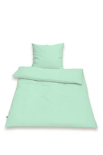 SETEX Halbleinen-Bettwäsche, 200 x 220 cm, Bezug für Bettdecke im Set mit Kissenbezug, 55 % Leinen, 45 % Baumwolle, Weiches Soft Washed Finish, 2-teiliges Bettwäsche-Set, Jadegrün von SETEX
