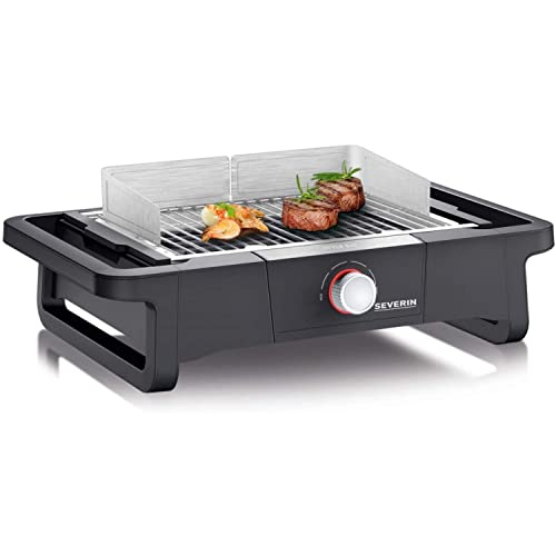 SEVERIN Style Evo Elektrogrill für drinnen und draußen, Tischgrill mit schnellem Grillstart bis 350 °C, Balkon Grill mit optimaler Hitzeverteilung, Schwarz, PG 8123 von SEVERIN