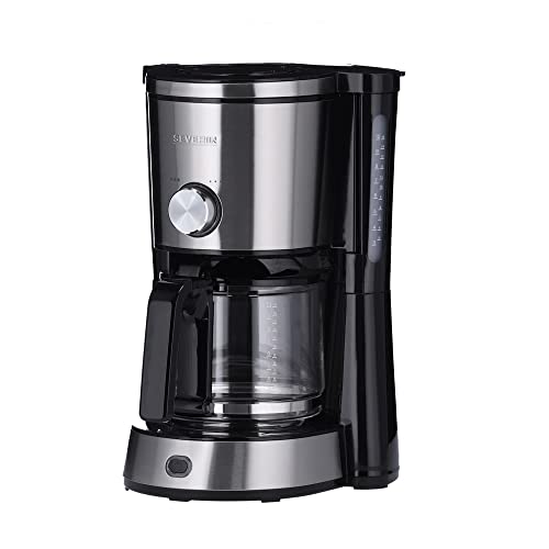 SEVERIN Kaffeemaschine "TypeSwitch" mit Glaskanne, AromaSwitch zur Wahl zwischen 2 Brühprofilen, Kaffeeautomat für bis zu 10 Tassen, 1.000W, Edelstahl-gebürstet-schwarz, KA 4825 von SEVERIN