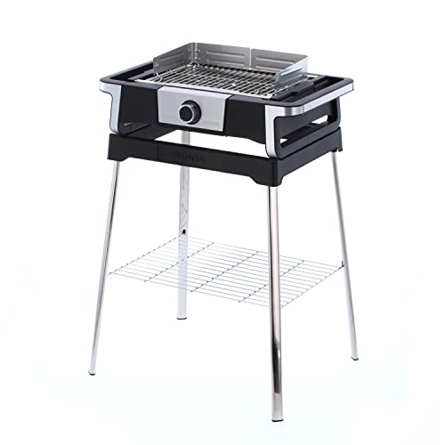 SEVERIN SENOA DigitalBOOST S Elektrogrill mit Untergestell, Standgrill mit schnellem Grillstart bis 500 °C, Balkon Grill mit SafeTouch-Oberfläche, Edelstahl/Schwarz, PG 8118 von SEVERIN