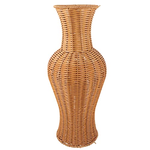 SEWACC Rattan-Vase Handgefertigt Hohe Geflochtene Bodenvase Pflanzen-Blumenvase Korb Ländlicher Rustikaler Stil Getrocknete Blumenvase Für Zuhause Tisch Wohnzimmer Regal Dekoration A von SEWACC