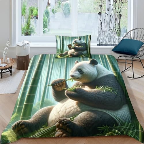 SFGHRT Tierthema Bettwäsche-Set Bettbezug Panda 3D, Mikrofaser-Bettwäsche Superweicher, Atmungsaktiver Bettbezug. (Single（135x200cm）) von SFGHRT