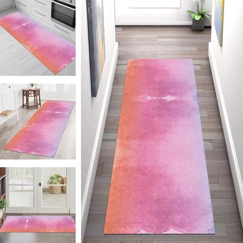 SGLGSTORE Teppich Läufer Flur Küche rutschfest Waschbar Schmutzfangmatte Rosa Orange Teppichläufer Kücheläufer 110X400CM Teppichmatte Meterware Wohnzimmer Schlafzimmer Schmutzfangteppich SGLGSTORE Teppich Läufer Flur Küche rutschfest Waschbar Schmutzfangmatte Rosa Orange Teppichläufer Kücheläufer 110X400CM Teppichmatte Meterware Wohnzimmer Schlafzimmer Schmutzfangteppich von SGLGSTORE