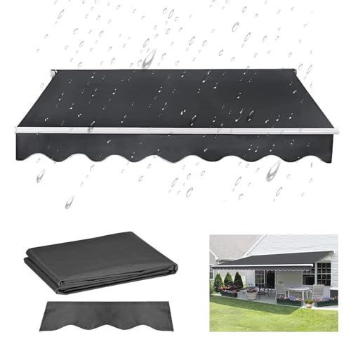 Einziehbar Terrasse Markise Sonnenschutzabdeckung 100% 280g Ployester Sonnenschutzdach Ersatzstoff Obere Abdeckung Draussen Wasserfest Baldachin-leinwand mit Volant(Size:2x1.5m,Color:Grau) von SHAFAFVN