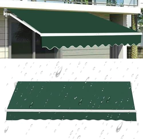 Terrasse Markise Einziehbar Markisenabdeckung Draussen Wasserfest Polyester Baldachinstoff Ersatz Fenster Tür Sonnenschutzdach Schattentuch mit Uv-Schutz(Size:4x3m,Color:Grün) von SHAFAFVN