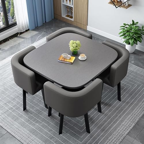 SHAIRMB Quadratisch/Rund Esstisch Und 4 StüHle Set, Kleines BüRo Konferenzraum Tischset Mit 4 StüHlen, KüChe Lounge Wohnzimmer Moderne Freizeit EsszimmermöBel,15,80cm von SHAIRMB