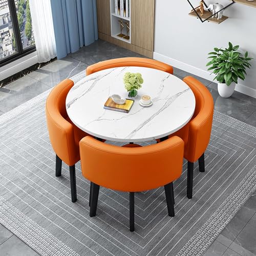 SHAIRMB Quadratisch/Rund Esstisch Und 4 StüHle Set, Kleines BüRo Konferenzraum Tischset Mit 4 StüHlen, KüChe Lounge Wohnzimmer Moderne Freizeit EsszimmermöBel,23,80cm von SHAIRMB