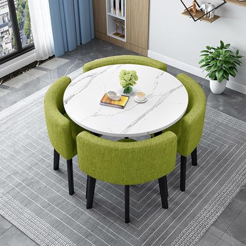 SHAIRMB Quadratisch/Rund Esstisch Und 4 StüHle Set, Kleines BüRo Konferenzraum Tischset Mit 4 StüHlen, KüChe Lounge Wohnzimmer Moderne Freizeit EsszimmermöBel,25,80cm von SHAIRMB