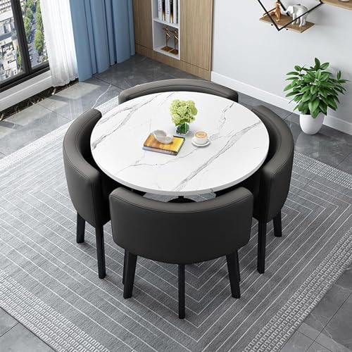 SHAIRMB Quadratisch/Rund Esstisch Und 4 StüHle Set, Kleines BüRo Konferenzraum Tischset Mit 4 StüHlen, KüChe Lounge Wohnzimmer Moderne Freizeit EsszimmermöBel,28,80cm von SHAIRMB