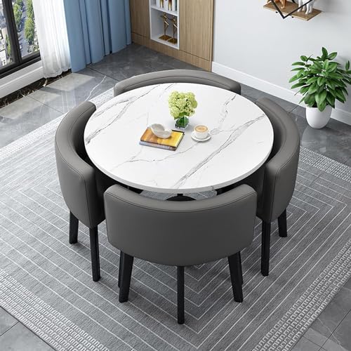 SHAIRMB Quadratisch/Rund Esstisch Und 4 StüHle Set, Kleines BüRo Konferenzraum Tischset Mit 4 StüHlen, KüChe Lounge Wohnzimmer Moderne Freizeit EsszimmermöBel,30,80cm von SHAIRMB