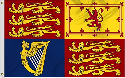Britische Flagge King Charles III Queen Elizabeth ll British Royalty Polyester Armed Forces Military Große Premium-Flagge, 152 x 91 cm von SHATCHI