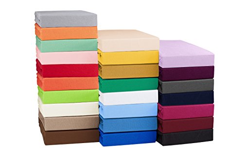 Topper Jersey Spannbettlaken | Boxspringbett | Spannbetttuch | 100% Baumwolle 200x220cm naturweiß/Creme von SHC Textilien