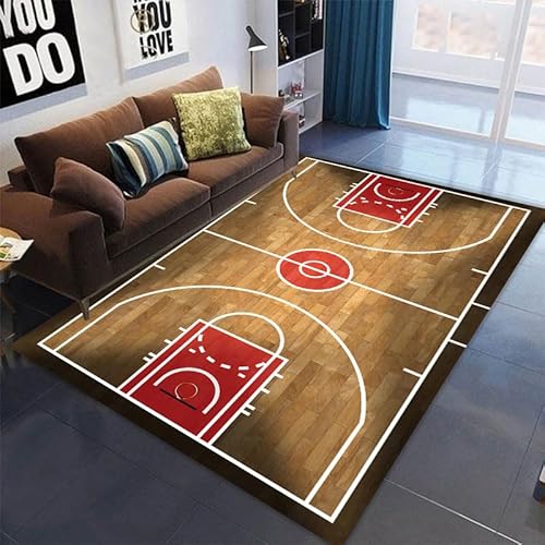 SHELOG Kreatives Design, Basketballplatz, bedruckter Teppich, Küche, Wohnzimmer, Schlafzimmer, Nachttisch, Rutschfester Teppich, Heimdekoration, Bereich Teppich von SHELOG