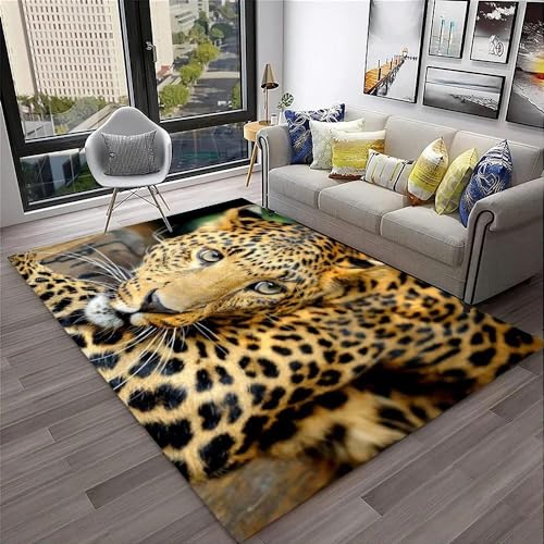 SHELOG Wildlife Leopard Bodenmatte Wohnzimmer Schlafzimmer Badezimmer Küche Bodenmatte Fußmatte Kinderspiel Ruhebereich Teppich von SHELOG