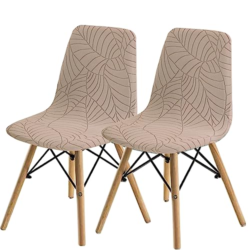 SHENGYIJING Esszimmerstühle Abdeckungen 2/4/6 Stück,Stil Shell Esszimmerstuhl Mid Century Modern Stuhl Sipcover,Gepolsterte Dining Accent Side Stuhlhussen (Khaki1,2 Pieces) von SHENGYIJING