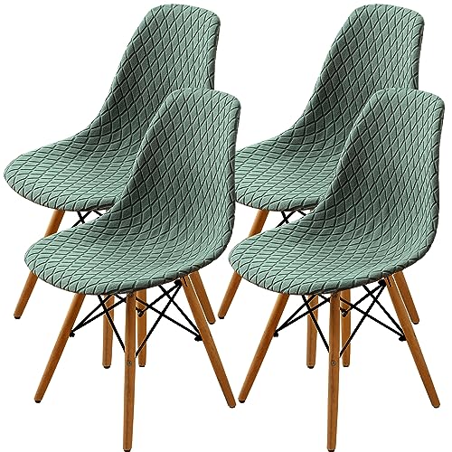 SHENGYIJING Esszimmerstühle Abdeckungen 2/4/6 Stück,Stil Shell Esszimmerstuhl Mid Century Modern Stuhl Sipcover,Gepolsterte Dining Accent Side Stuhlhussen (Matcha Green,4 Pieces) von SHENGYIJING