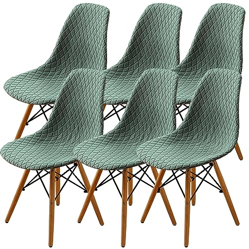 SHENGYIJING Esszimmerstühle Abdeckungen 2/4/6 Stück,Stil Shell Esszimmerstuhl Mid Century Modern Stuhl Sipcover,Gepolsterte Dining Accent Side Stuhlhussen (Matcha Green,6 Pieces) von SHENGYIJING